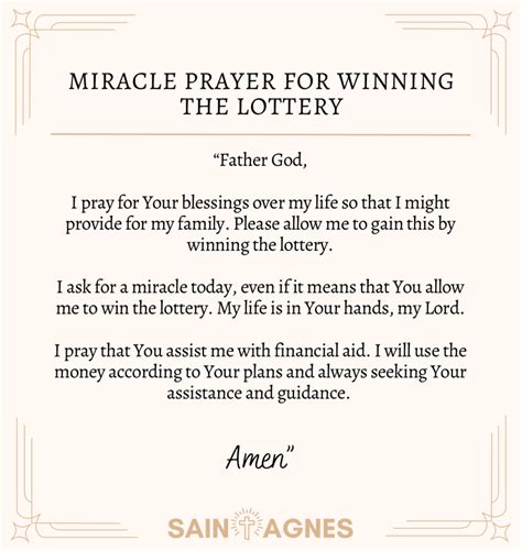 prayers for winning the lottery